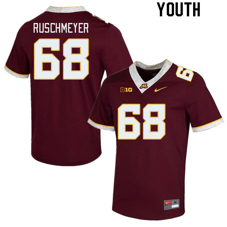 Youth #68 Jackson Ruschmeyer Minnesota Golden Gophers College Football Jerseys Stitched-Maroon